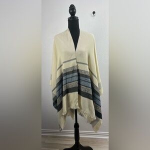 Women's Gap Shawl Poncho Sweater One Size  Western Southwestern Chic Striped